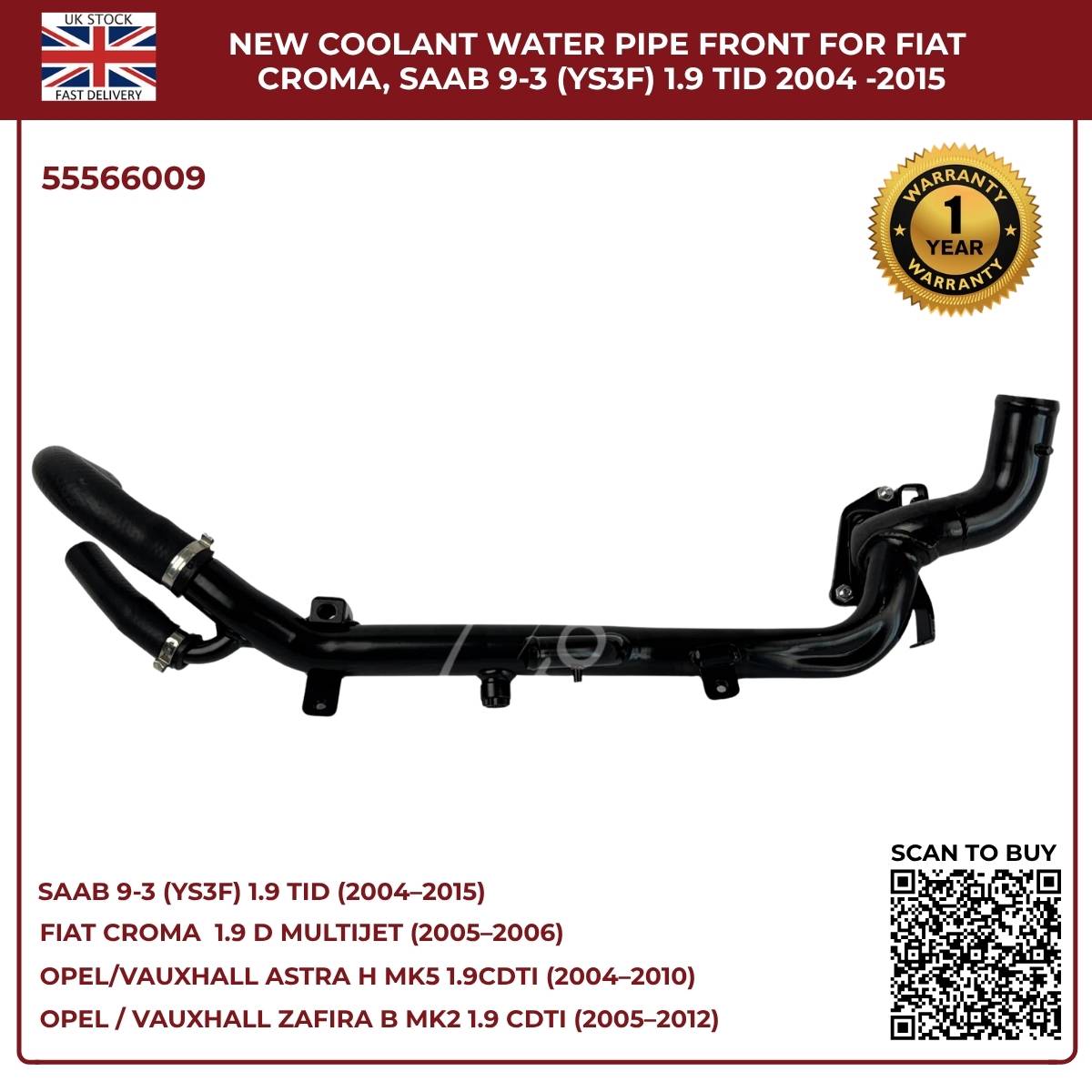 Coolant Water Pipe 55566009 – Fits Vauxhall Astra H & Zafira B 1.9 CDTi (Z19DTH / Z19DTJ) – New Replacement Part