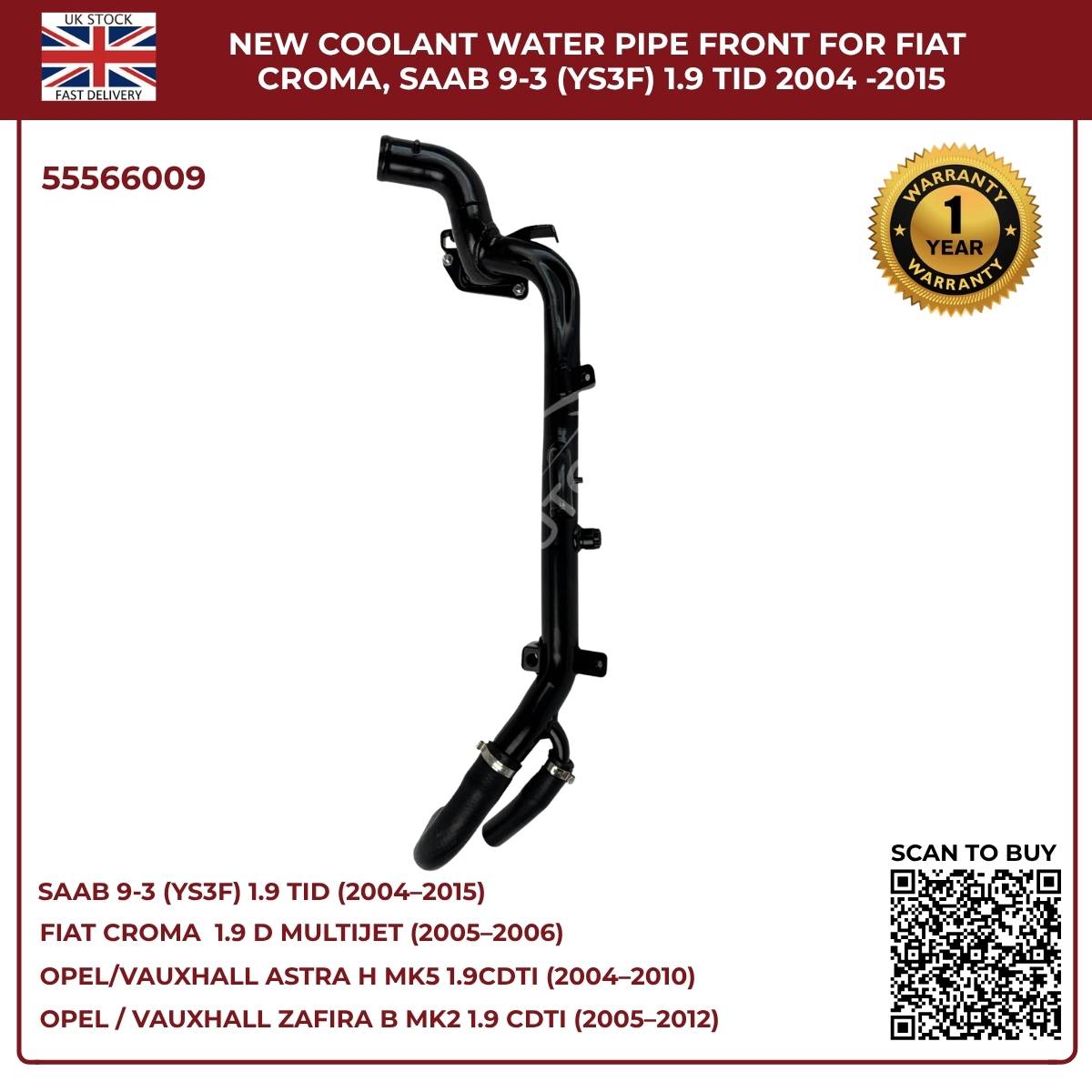 Coolant Water Pipe 55566009 – Fits Vauxhall Astra H & Zafira B 1.9 CDTi (Z19DTH / Z19DTJ) – New Replacement Part