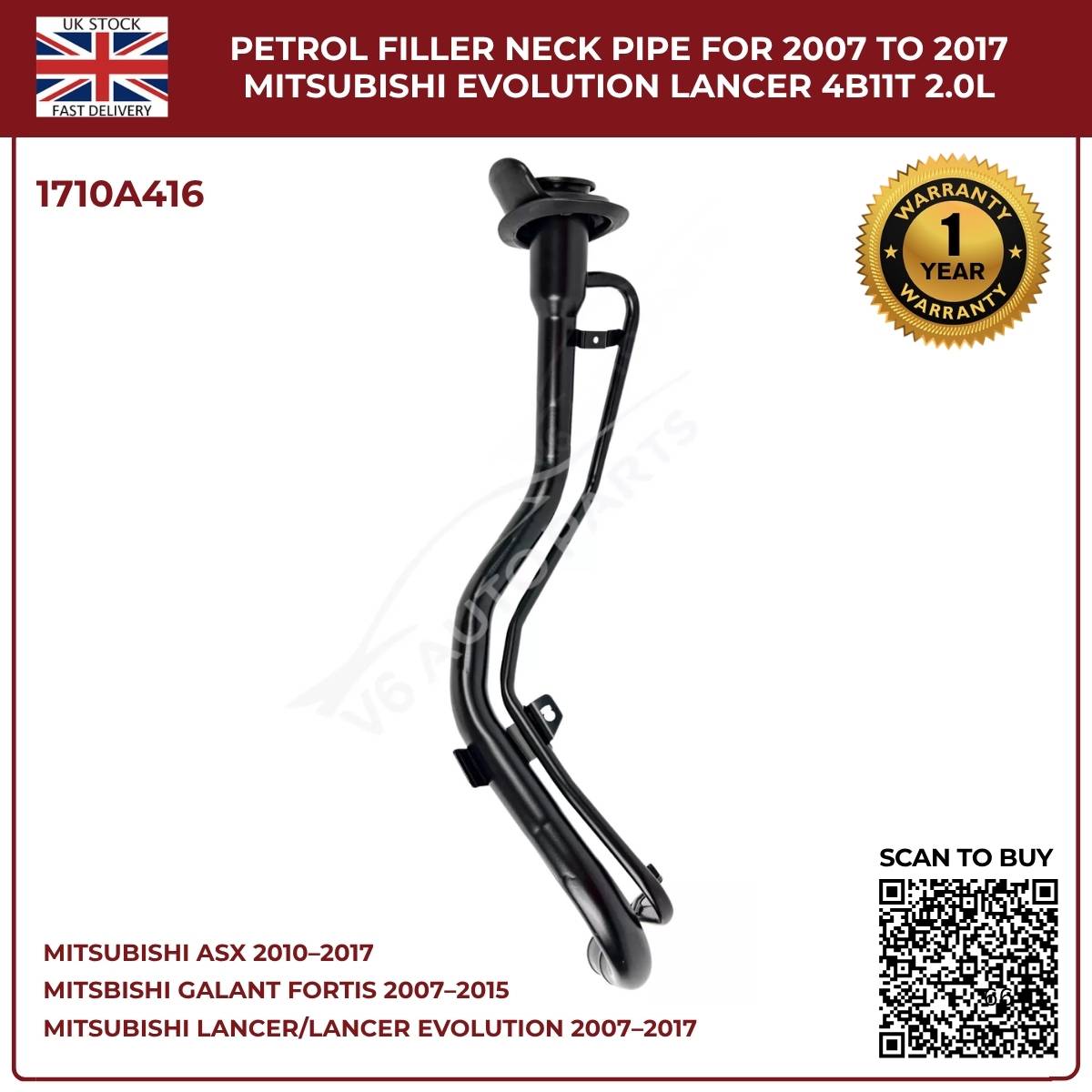 Fuel Filler Neck Pipe 1710A416 – Fits Mitsubishi ASX 2010–2017 (1.6, 1.8, 2.0 Petrol)