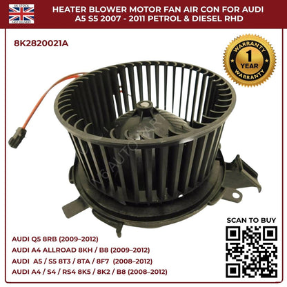 Image of Audi S5 Air Conditioning Blower Fan 8K2820021A RHD Replacement