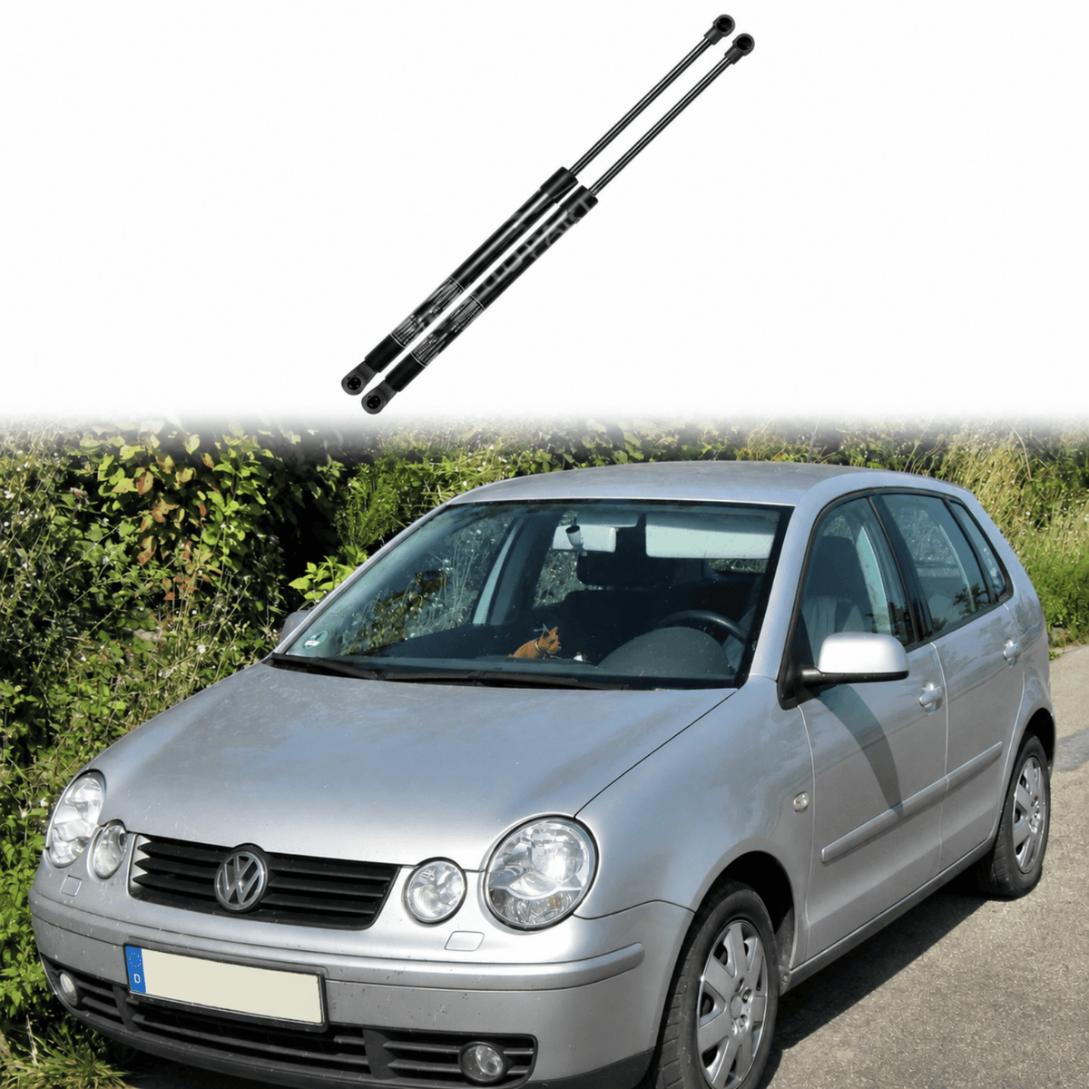 Image of pair of tailgate gas struts for VW Polo Hatchback 9N