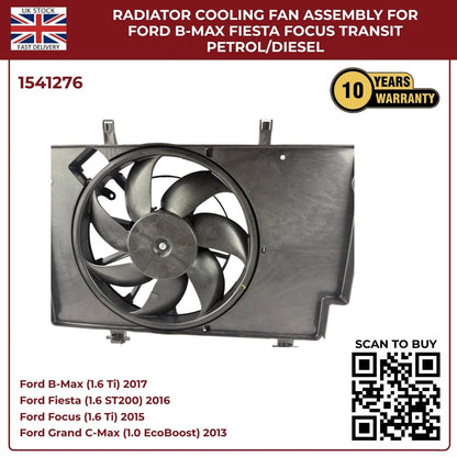 Radiator Cooling Fan Assembly – Ford B‑MAX, Fiesta, Focus, Transit (Petrol/Diesel)