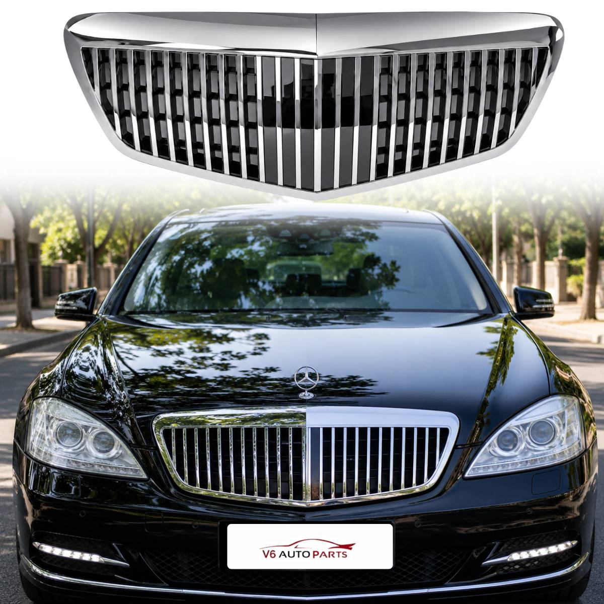Front Radiator Chrome Grille – Mercedes-Benz S-Class W221 (2009–2013, S65 / S350 / Maybach)