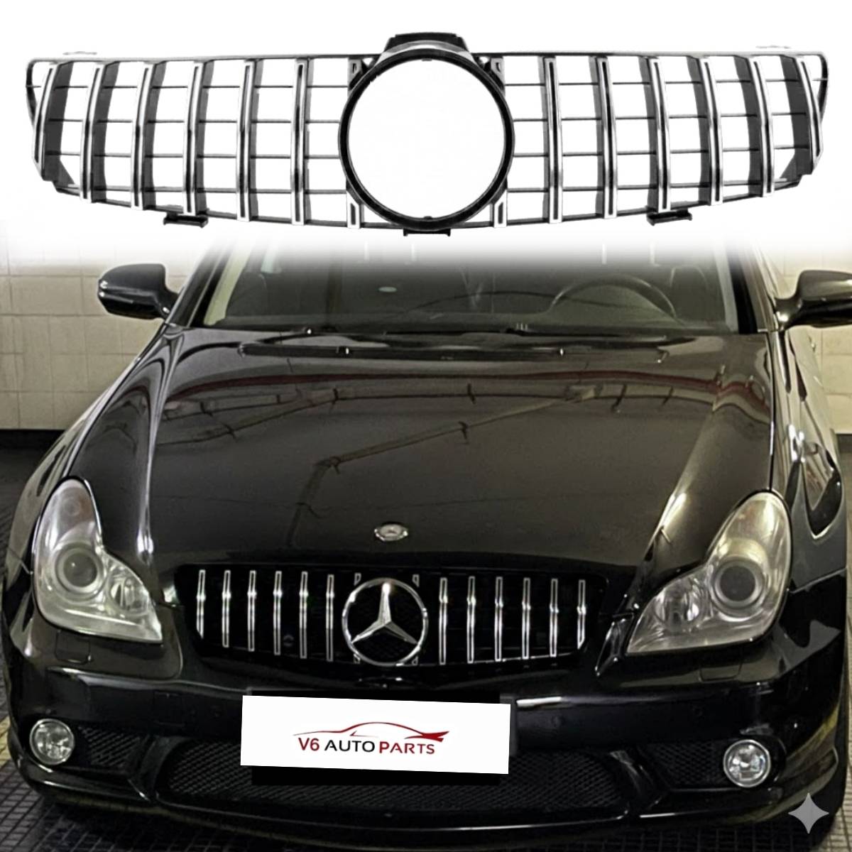 Front Bumper GT Panamericana Chrome Grille for Mercedes-Benz CLS-Class C219 (2005–2008) CLS300d | OEM-Style Fit
