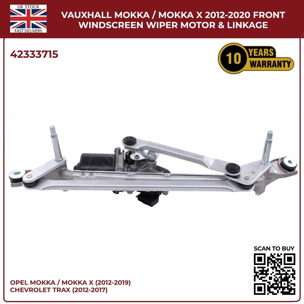 Front Windscreen Wiper Linkage & Motor For Opel Mokka / Mokka X 2013 - 2019 RHD
