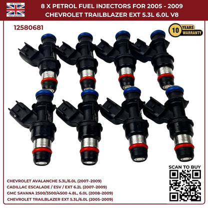 8x Fuel Injectors – Fits 2007–2010 Chevrolet Silverado 1500 / 2500HD / 3500HD – OEM Replacement