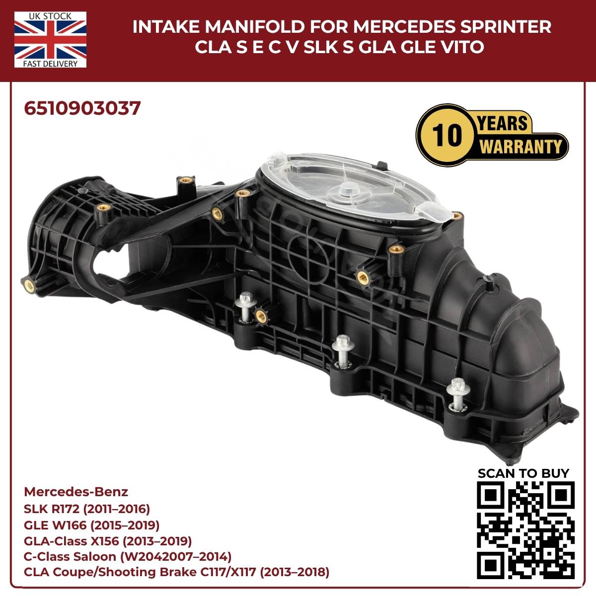 Intake Manifold OEM 6510903037 – Mercedes Sprinter, CLA, S-Class, E-Class, C-Class, Vito, SL, GLA, GLE
