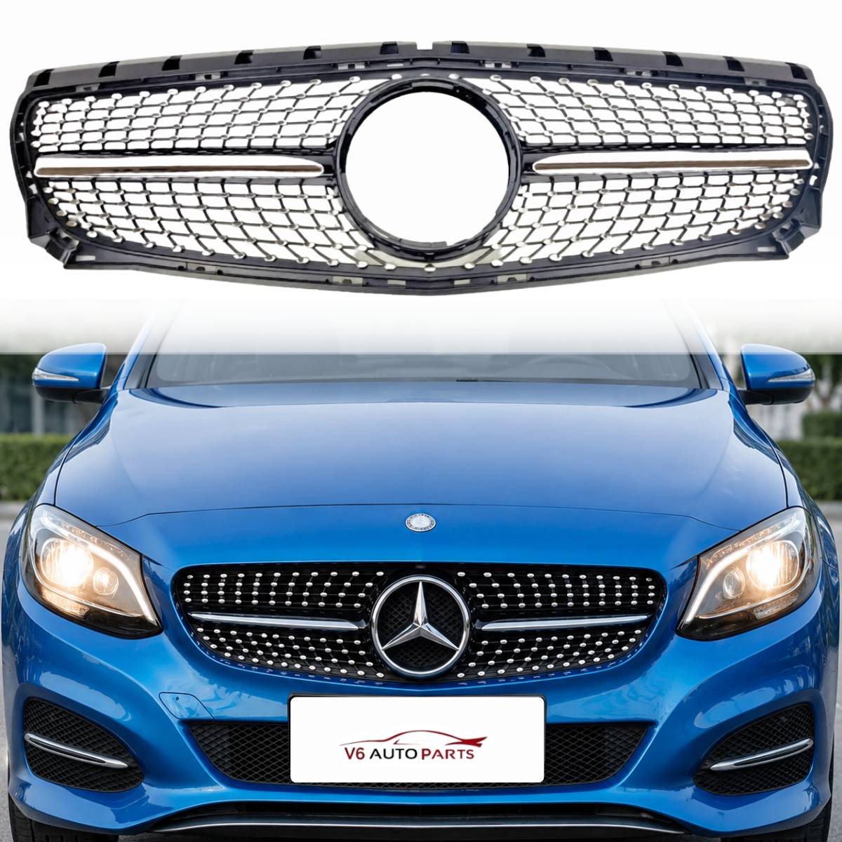 For Mercedes‑Benz B‑Class W246 B250 Front Radiator Diamond AMG‑Style Black Grille (2011–2014)