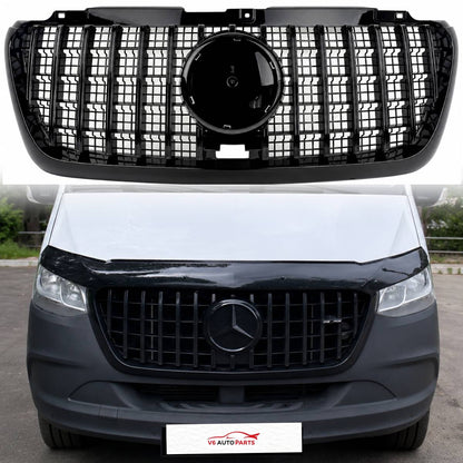 For Mercedes-Benz Sprinter W907 Panamericana Gloss Black Front Bumper Grille 2018–2025 – Cab & Van