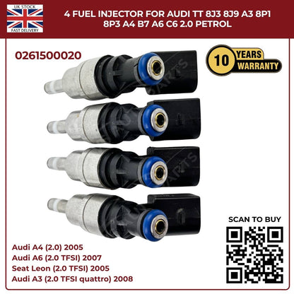 Image of 0261500020 petrol fuel injectors for Audi A4 B7 2.0 TFSI