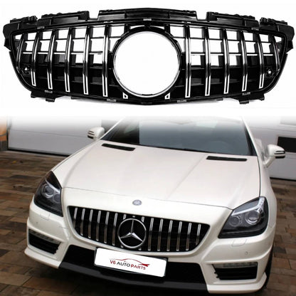 For Mercedes SLK-Class R172 GT-R Chrome Front Radiator Grille (2011–2016 SLK250, SLK55 AMG, SLK300 Pre-Facelift)