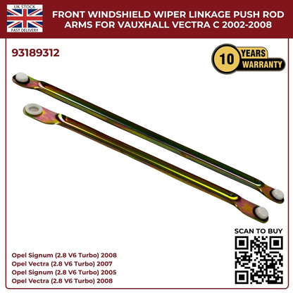 image of Vauxhall Signum Front Windscreen Wiper Linkage Rod Arms Replacement 93193922