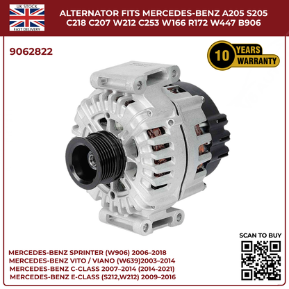Mercedes-Benz Alternator 14V 200A – Fits A205 S205 C218 C207 W212 C253 W166 X204 W447 B906 (OEM 9062822)