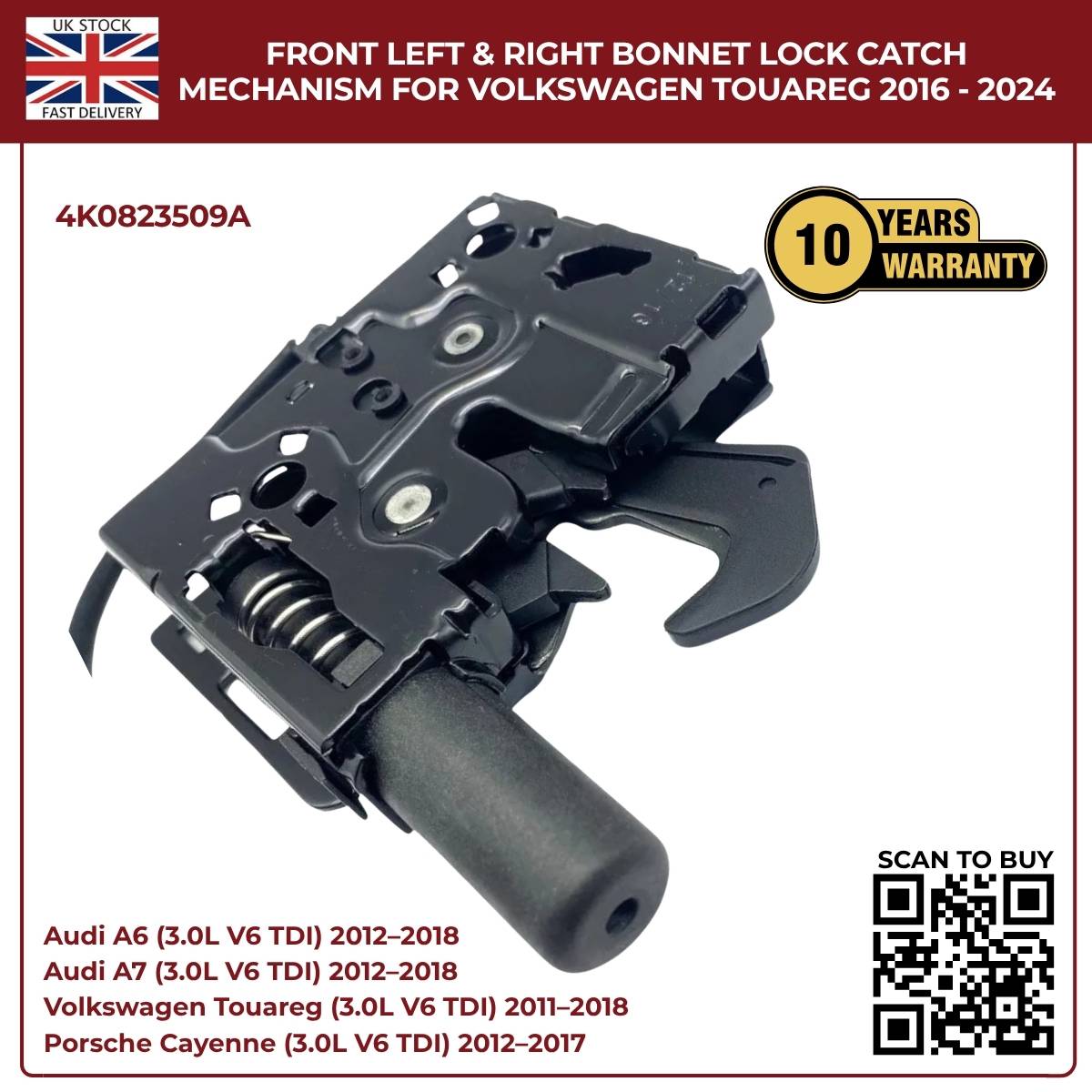 Front Left & Right Bonnet Lock Catch Mechanism– Fits Cupra Leon & Audi A6 OEM 4K0823509A