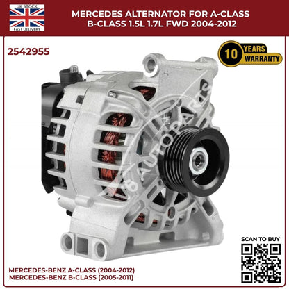 Mercedes Alternator SG9B121 / 2542955 — A-Class W169 & B-Class W245 1.5L / 1.7L Petrol FWD (2004–2012)