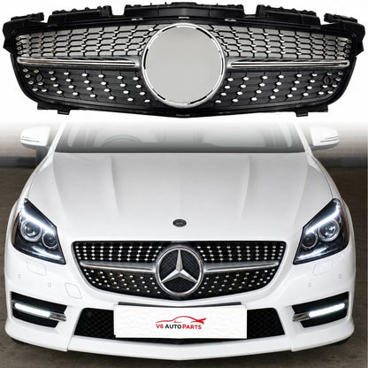 For Mercedes SLK R172 Diamond Chrome Grille (2011–2016 SLK55/SLK200 Pre-Facelift)