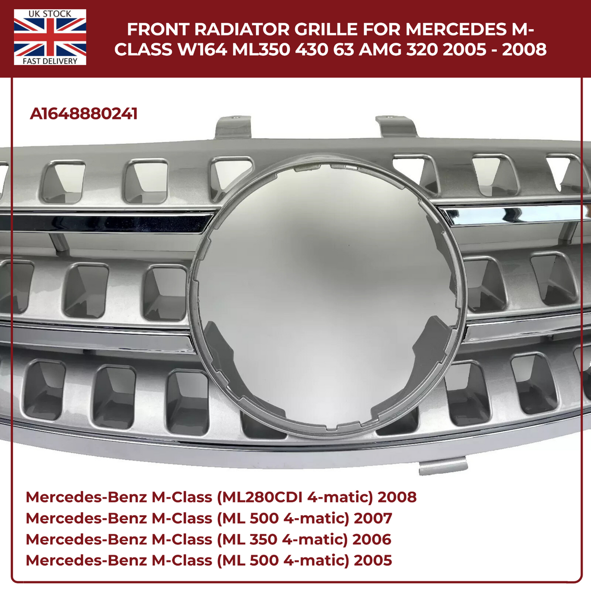 Front Radiator 7-Hole Chrome Grille – Mercedes-Benz M-Class W164 (2005–2008)