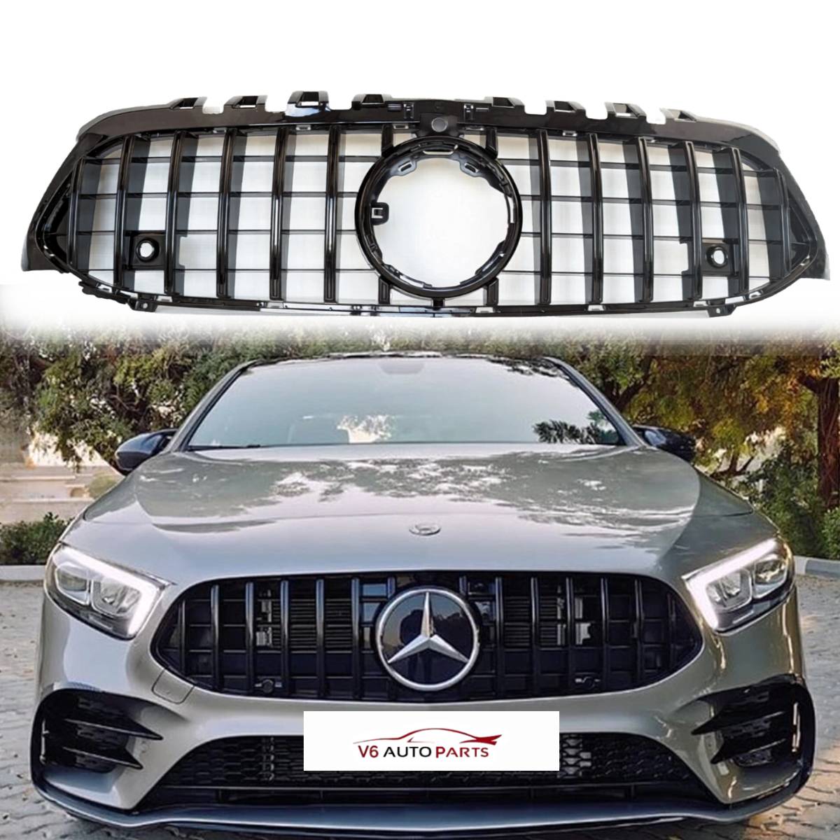 For Mercedes-Benz A-Class W177/V177 GT Panamericana Front Radiator Grille – Gloss Black (A200, A250, AMG A35, 2018–2023)