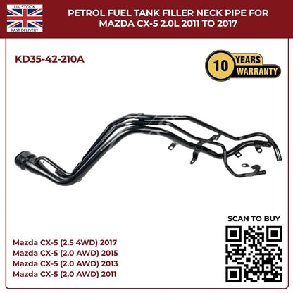 Fuel Tank Filler Neck Pipe for Mazda CX‑5 2011–2017 2.0L/2.5L | KD35‑42‑210A Replacement