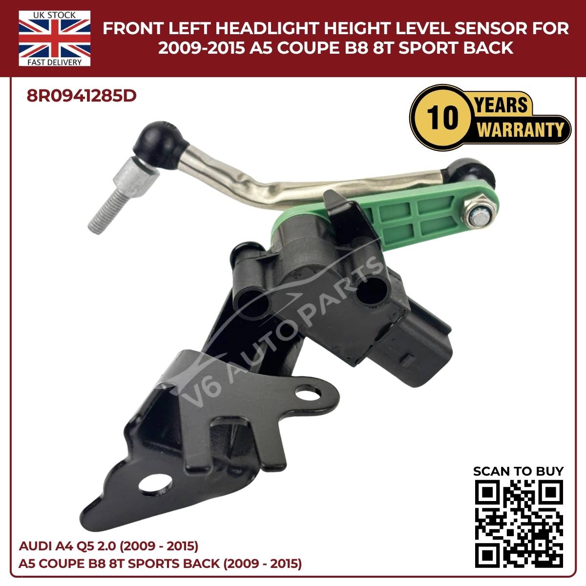 Front Left Headlight Level Sensor for Audi A4 / Q5 (2009–2015) – OEM 8R0941285E