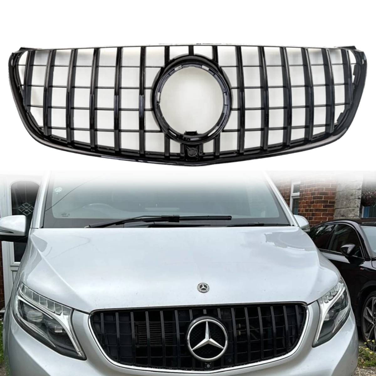 For Mercedes V-Class W447 GT Black Front Grille (2015–2023, V250/V260 MPV)For For