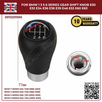 Black 5 Speed Gear Shift Knob – BMW 1 3 5 6 Series E30‑E39