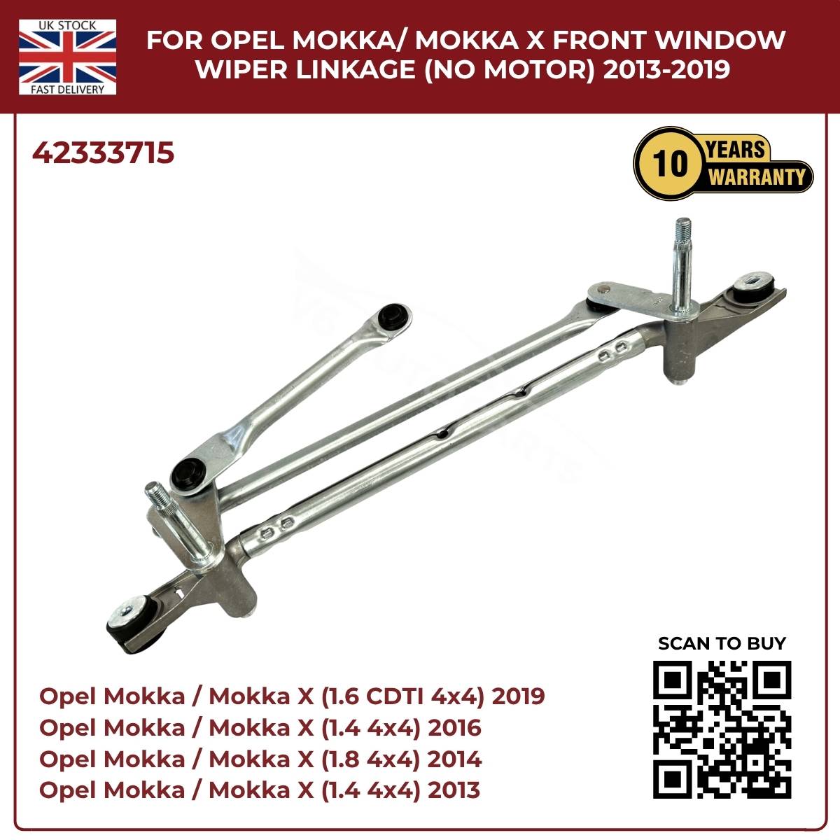 Front Windscreen Wiper Linkage For Opel Mokka / Mokka X 2013 - 2019 RHD 42333715