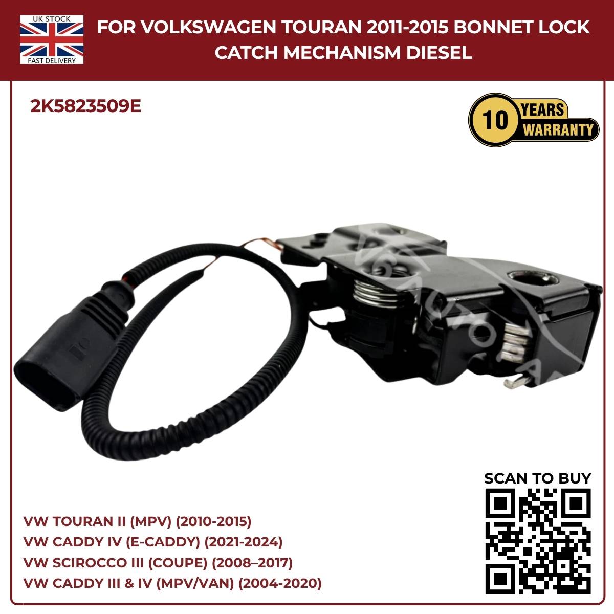 Bonnet Lock Catch Mechanism for VW Caddy MK4 2011–2020 | OEM 2K5823509E