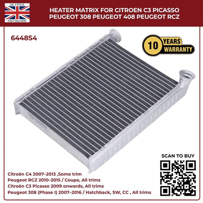 Image of Peugeot 308 Heater Matrix OEM 6448S4 Replacement Part