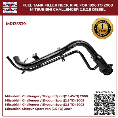 Fuel Tank Filler Neck Pipe for Mitsubishi Challenger 1996–2008 2.5 / 2.8 Diesel