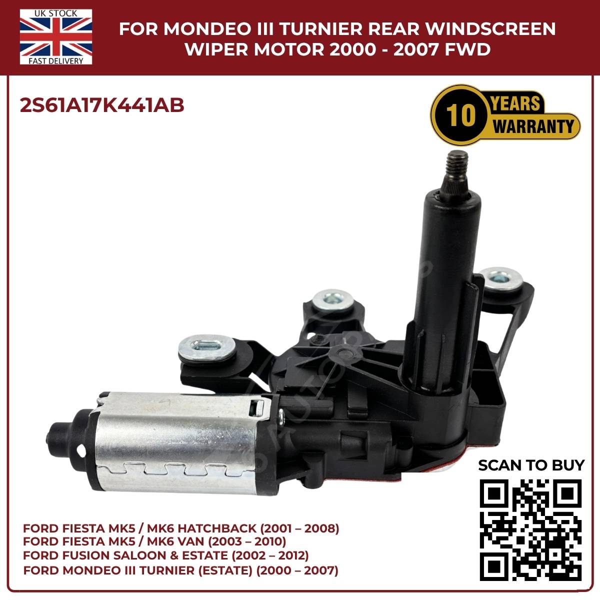 Ford Fiesta MK5/MK6 Rear Windscreen Wiper Motor (2001–2010) – OEM Replacement 2S61A17K441AB