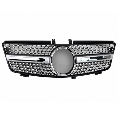 For Mercedes M‑Class W164 Front Radiator Diamond Chrome Grille 2005–2008 ML320 ML350 ML500 ML550 ML63 AMG