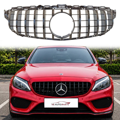 Mercedes Benz C-Class A205 C200d / C300 (2016–2018) Front Radiator Gloss Black Grille – Premium Replacement