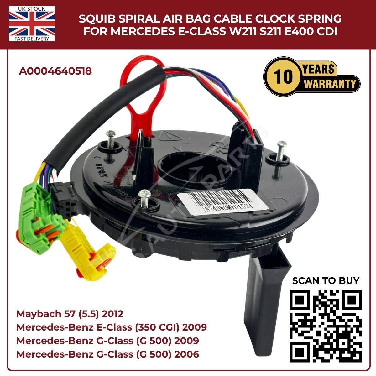 Airbag Clock Spring Spiral Cable A0004640518 for Mercedes-Benz E-Class, G-Class & Maybach