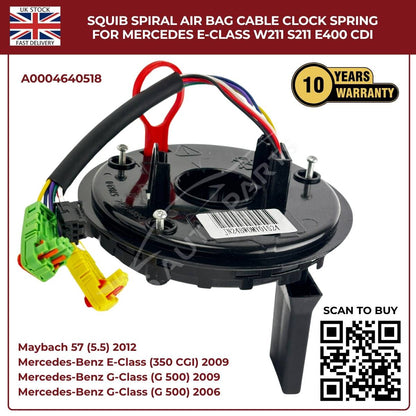 Airbag Clock Spring Spiral Cable A0004640518 for Mercedes-Benz E-Class, G-Class & Maybach