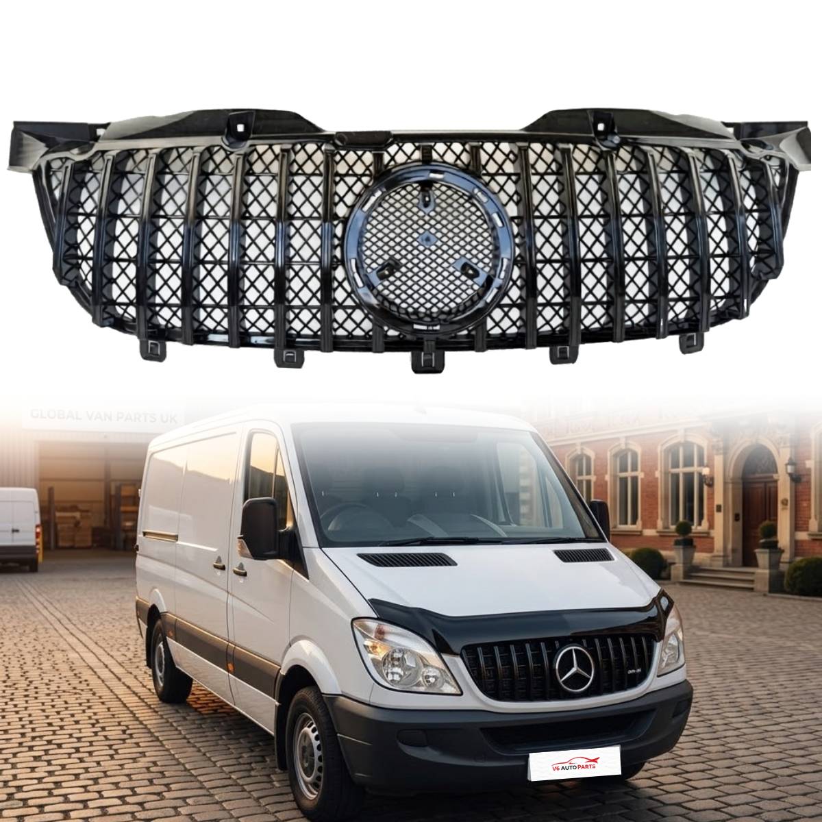 Front Radiator Black GT Grille – Mercedes Sprinter W906 MK2 2008–2013 Pre‑Facelift
