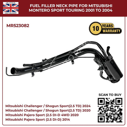 Fuel Filler Neck Pipe for Mitsubishi Montero Sport 2001–2004 | MR523082 Petrol Filler Tube