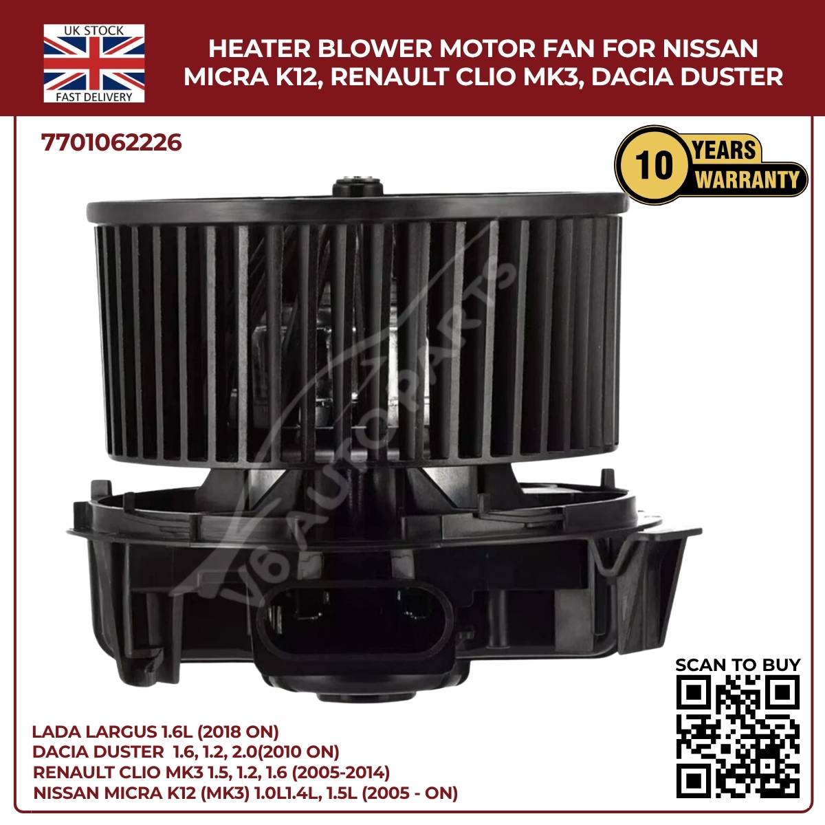 Image of Replacement Blower Fan 7701062226 for Dacia Sandero 2008-2024