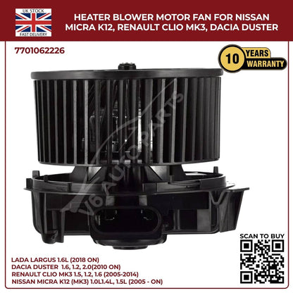 Image of Replacement Blower Fan 7701062226 for Dacia Sandero 2008-2024