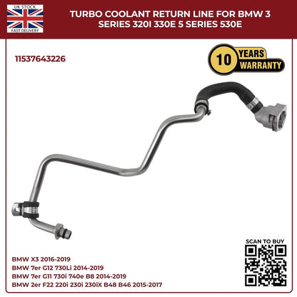 BMW Turbocharger Coolant Return Hose – Right Passenger Side | Fits B46/B48 Petrol Engines | OEM Ref 11537643226