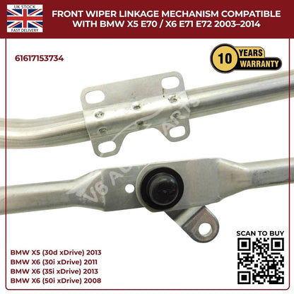 Front Windscreen Wiper Linkage Assembly  For BMW X5 E70 (2007–2013) / X6 E71 E72 (2008–2014)– RHD, OE Quality Replacement