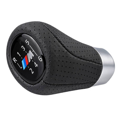 BMW 1 3 5 6 Series 6‑Speed Gear Shift Knob – Leather Top, ABS – Fits E30 E32 E34 E38 E39 E46 E53 E60 E63