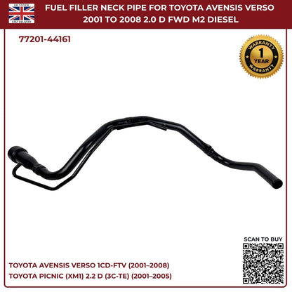 Fuel Filler Neck Pipe for Toyota Avensis Verso 2.0D-4D Diesel (2001–2008) | OE-Equivalent Replacement 77201-44161