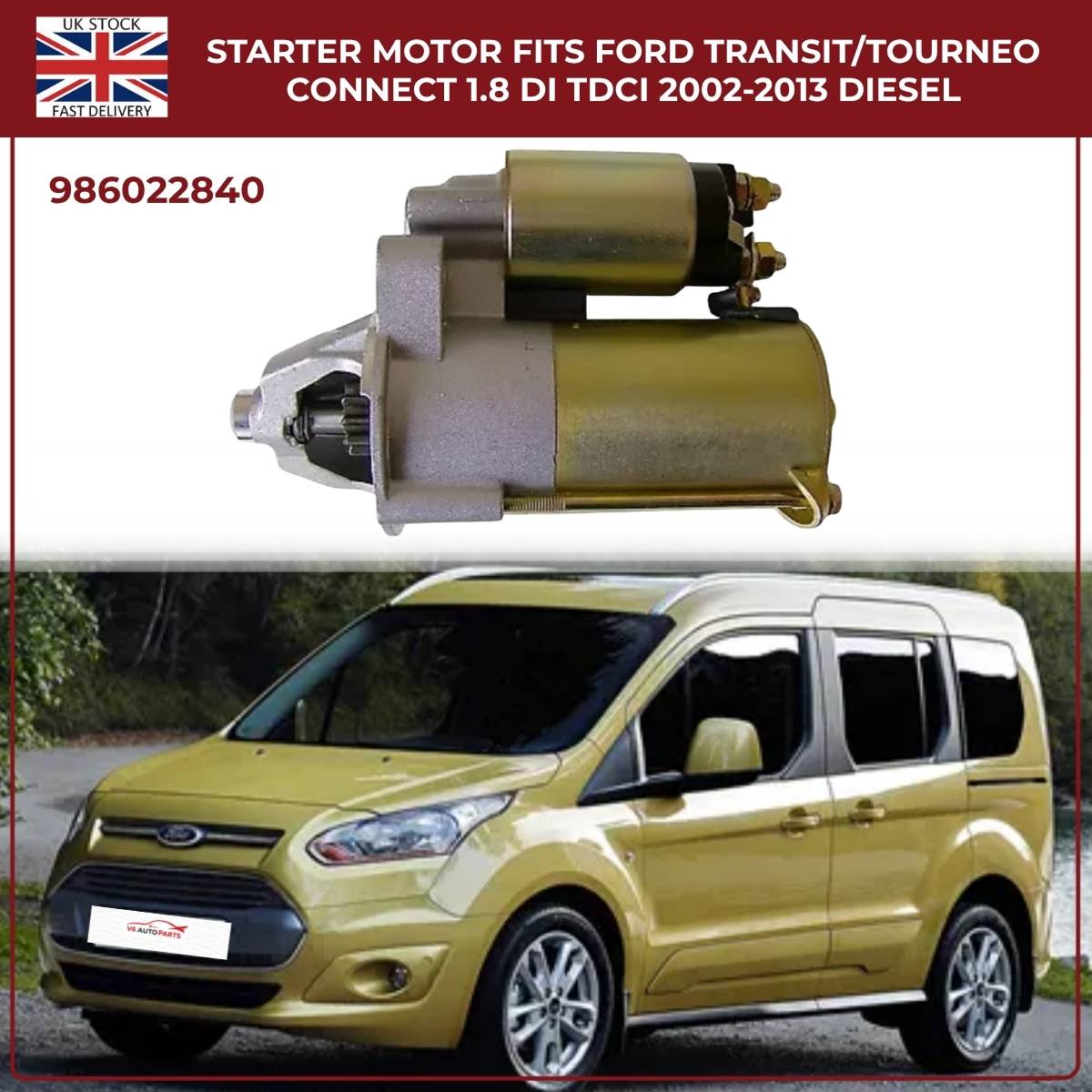 Ford Transit/Tourneo Connect 1.8 Diesel Starter Motor (2002–2013, DI/TDCi)