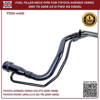 Fuel Filler Neck Pipe for Toyota Avensis Verso 2.0D-4D Diesel (2001–2008) | OE-Equivalent Replacement 77201-44161