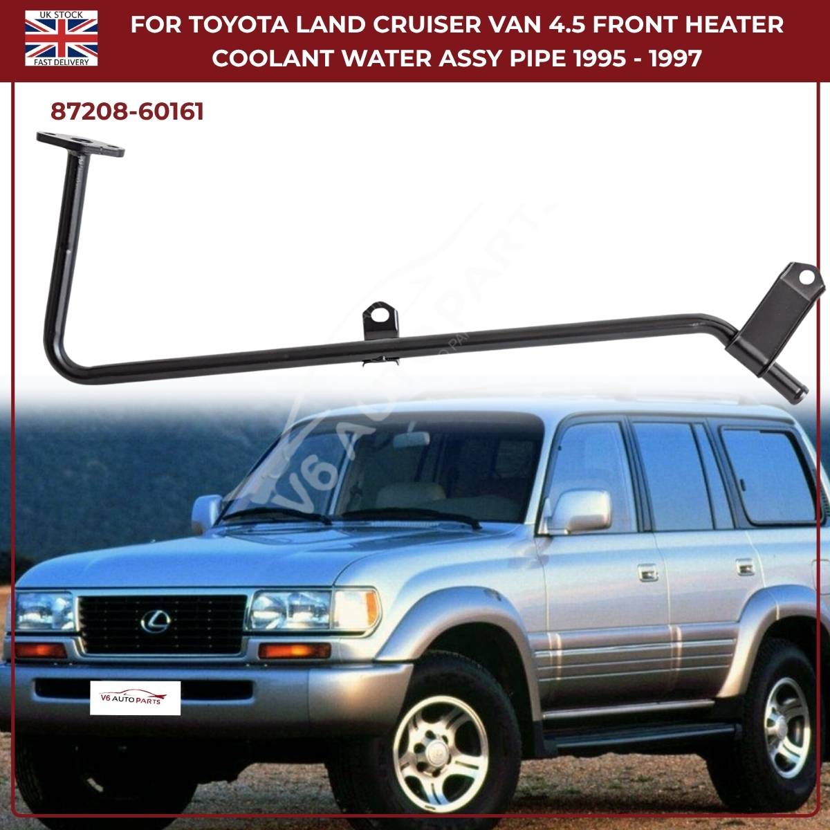 Lexus LX450 Front Heater Coolant Water Outlet Pipe (1996–1997, 1FZ‑FE Petrol, OEM Replacement 87208‑60161)