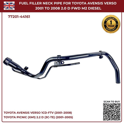 Fuel Filler Neck Pipe for Toyota Avensis Verso 2.0D-4D Diesel (2001–2008) | OE-Equivalent Replacement 77201-44161
