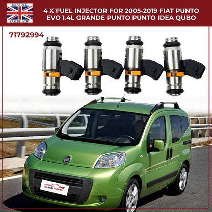 4x Fuel Injectors – Fits Ford Ka 1.2 (2009‑2019) & Fiat Punto Evo 1.4 Petrol – OEM 71792994