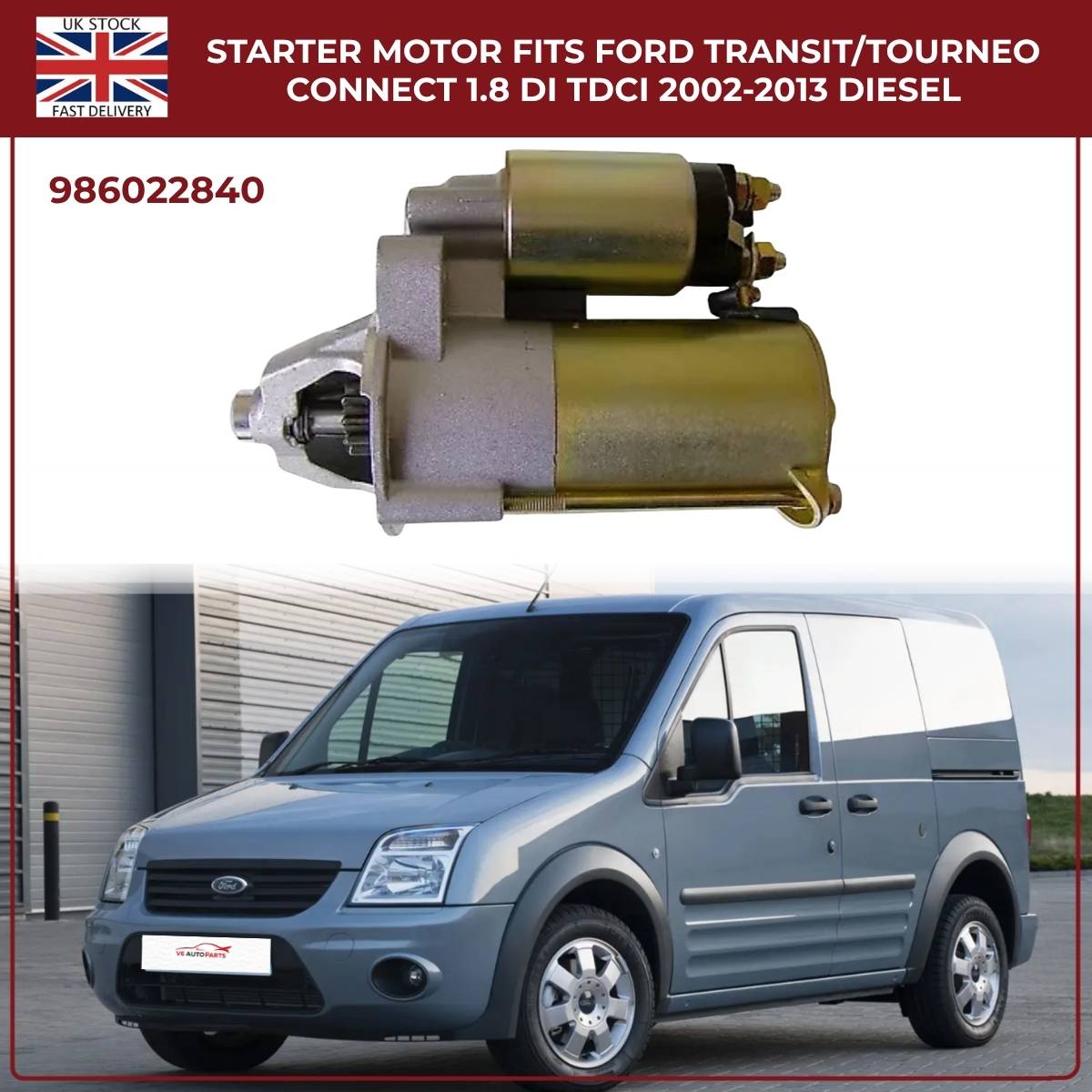 Ford Transit/Tourneo Connect 1.8 Diesel Starter Motor (2002–2013, DI/TDCi)