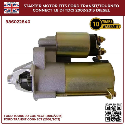 Ford Transit/Tourneo Connect 1.8 Diesel Starter Motor (2002–2013, DI/TDCi)